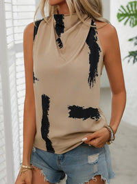 Perfee Cowl Neck Sleeveless Blouse Trandify deal