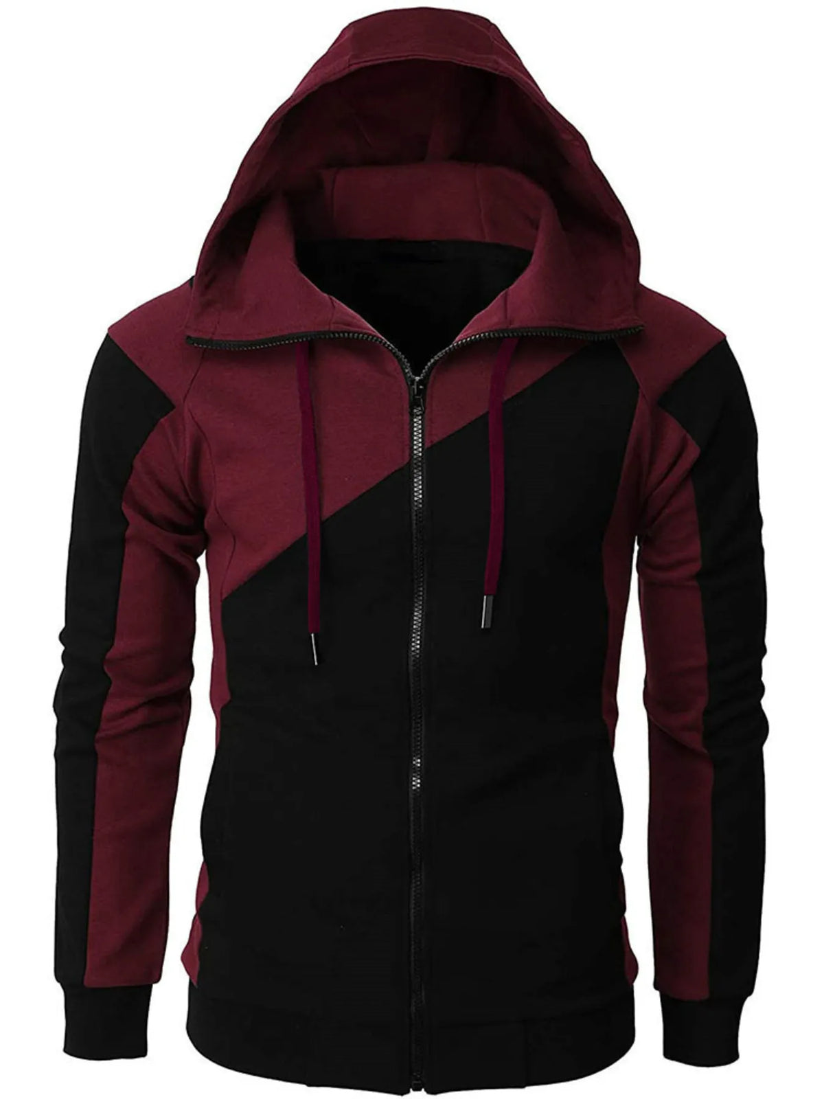 Men’s Color Block Zip Hoodie | Trendy Athletic Pullover for Casual Wear