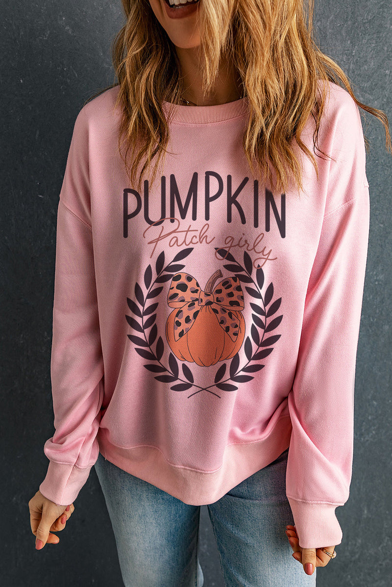 Pumpkin Round Neck Long Sleeve Sweatshirt Trandify Deal