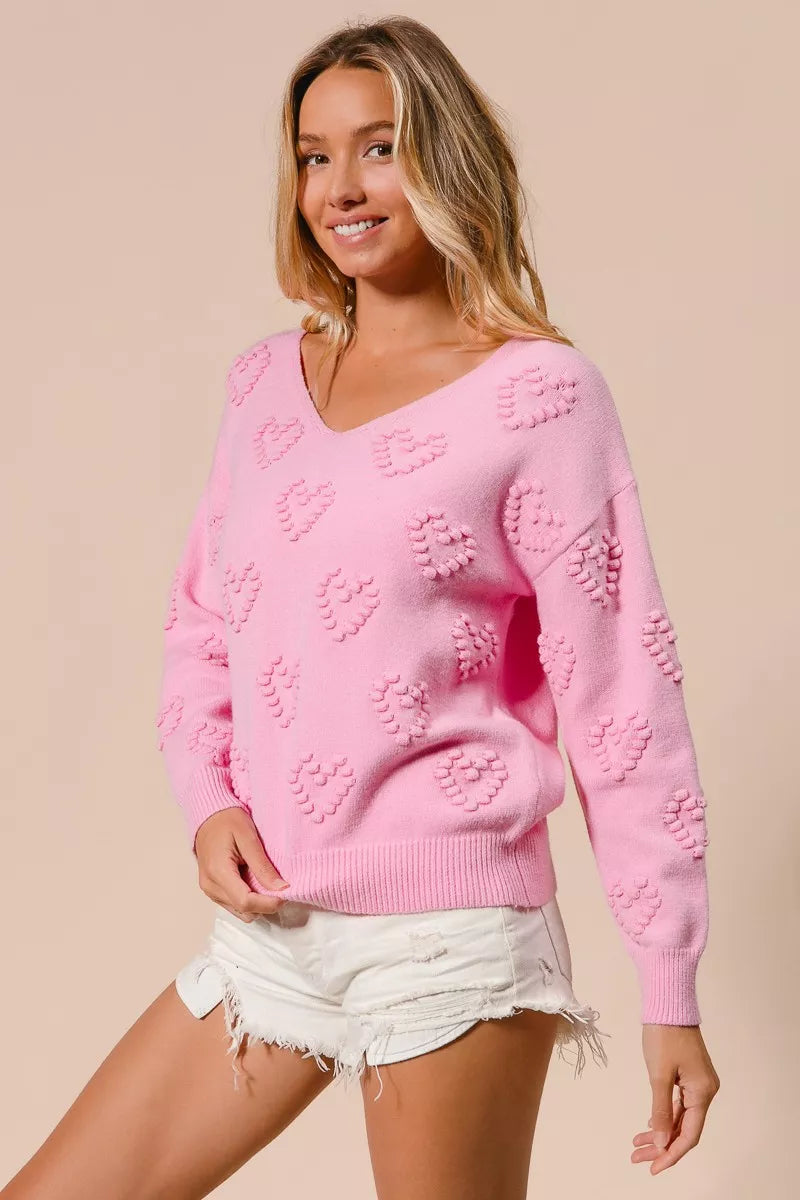 Valentines Heart Knit Top - Ribbed & Stretchable