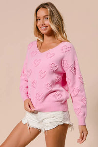 Valentines Heart Knit Top - Ribbed & Stretchable