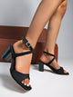 Women's open toe block heel sandals with ankle strap