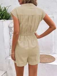 Striped Notched Tie Waist Romper Trandify deal