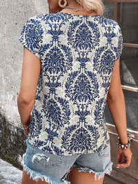 Printed Short Sleeve Blouse Trandify deal