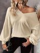 Soft Stretchy Bow Tie Blouse for Women – Fashionable Ribbed Knit Top