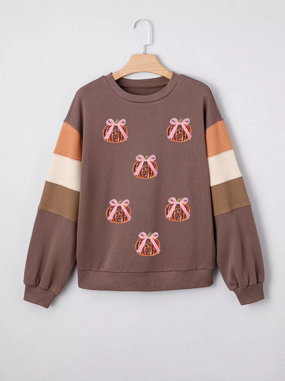 Sparkle Pumpkin Sequin Sweatshirt Pullover Top