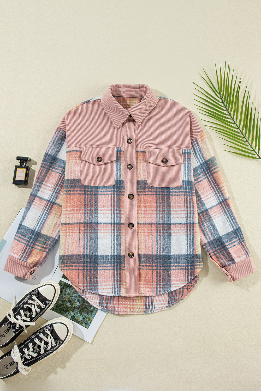Plaid Button Up Long Sleeve Shacket Trandify Deal