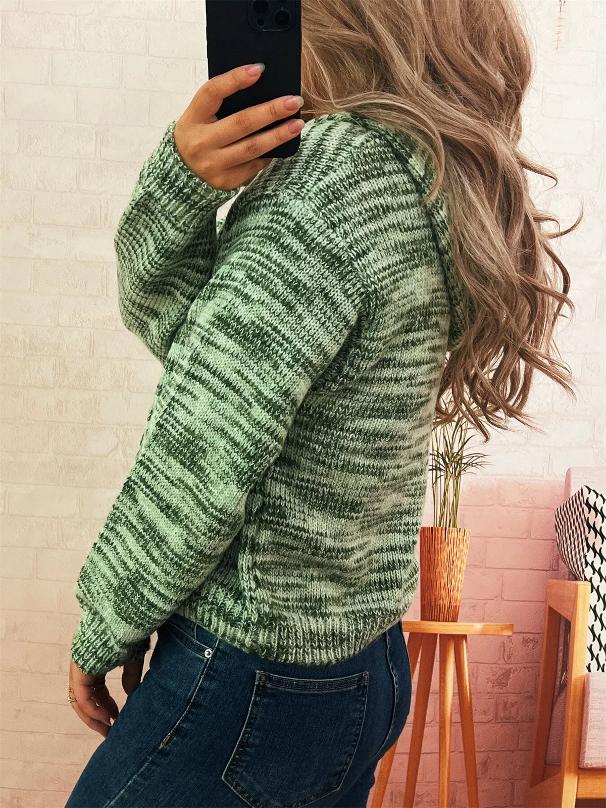 Women's Multi-Color Knit Cardigan - Button Down Long Sleeve Top