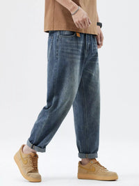 Men's Washed Relaxed Fit Jeans | Comfort Stretch Denim