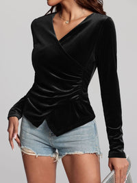 Ruched Surplice Long Sleeve Top Trandify Deal