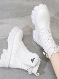 Lace Up PU Leather Platform Boots Trandify Deal