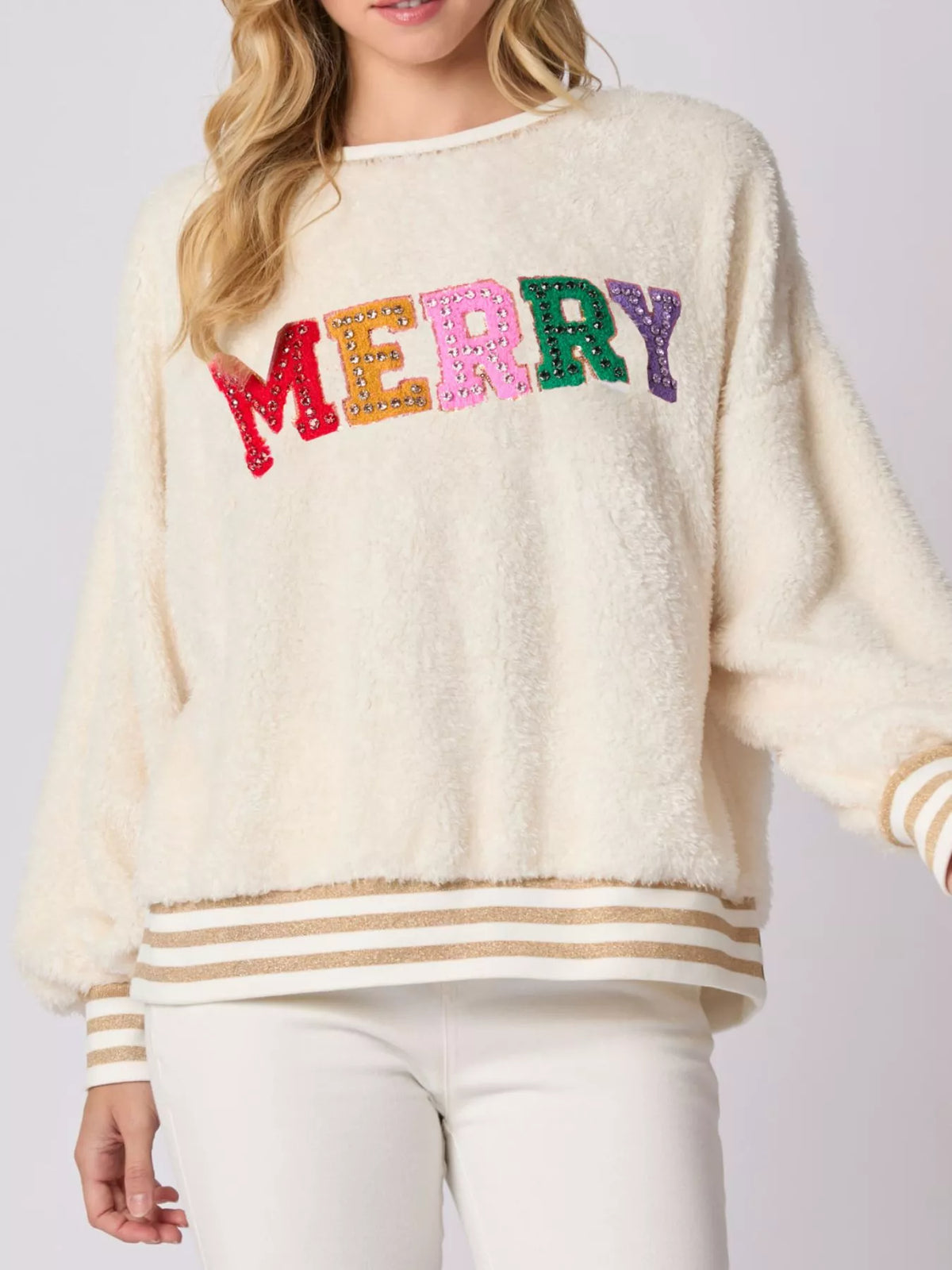 Rhinestone Christmas Sweatshirt - Iced Out Holiday Pullover