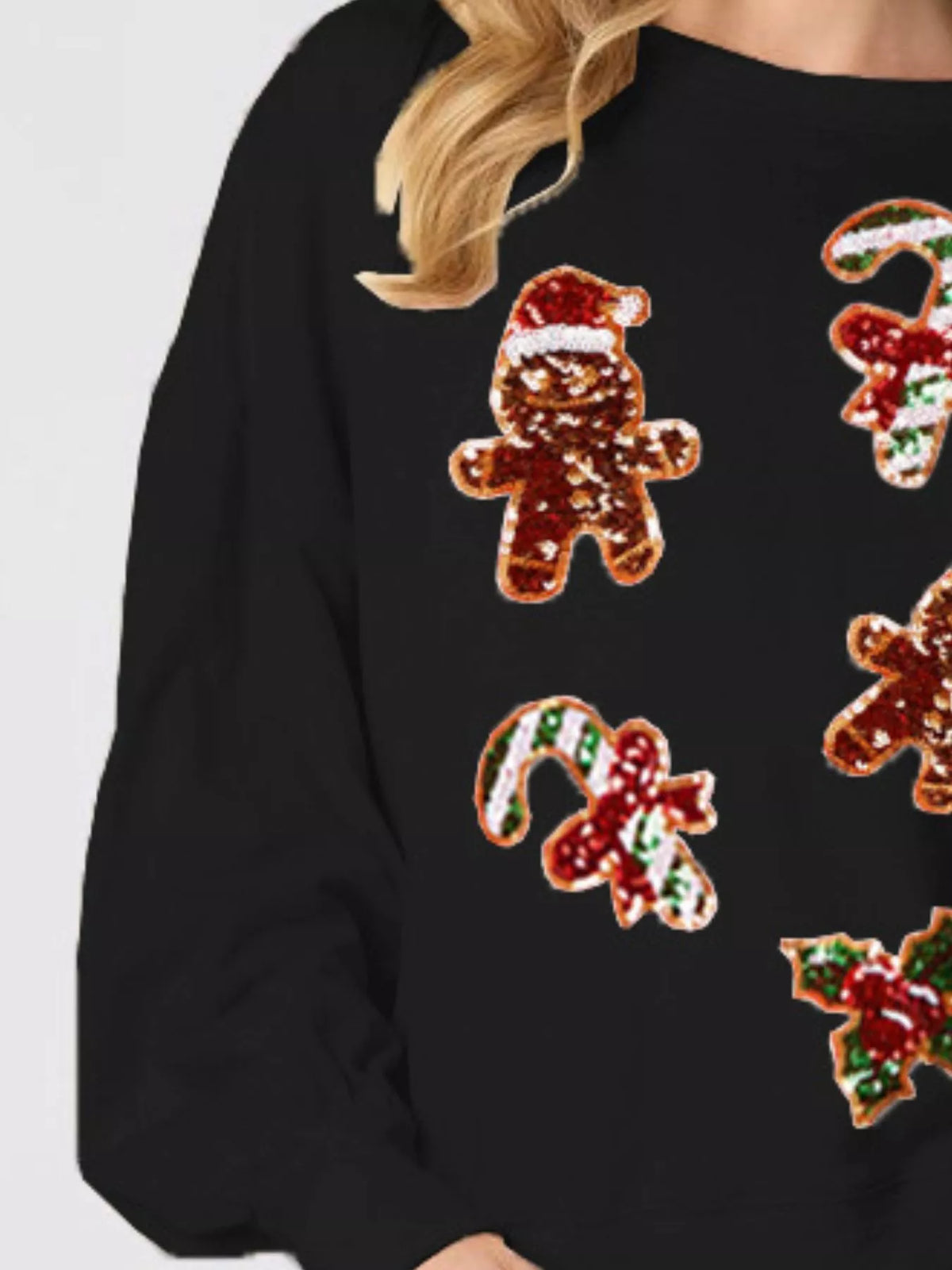 Sequined Gingerbread Christmas Sweater | Women's Holiday Top