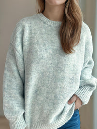 Round Neck Long Sleeve Sweater Trandify Deal