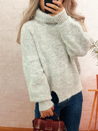 Women's Ribbed Turtleneck Sweater - Cozy Long Sleeve Top