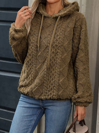 Drawstring Long Sleeve Plush Hoodie Trandify Deal