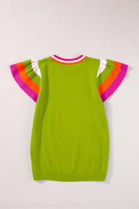Color Block Round Neck Knit Top Trandify deal