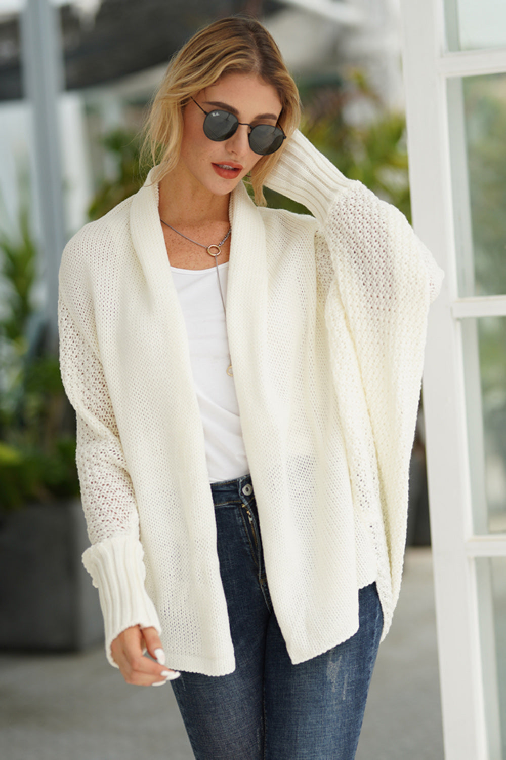Open Front Batwing Sleeve Cardigan Trandify Deal