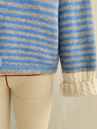 Women's Striped Knit Cardigan - V-Neck Button Down