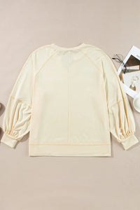 Slit Notched Long Sleeve Blouse Trandify Deal