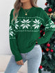 Women's Christmas Cable Knit Sweater with a close-up of the festive snowflake and cable knit pattern.
