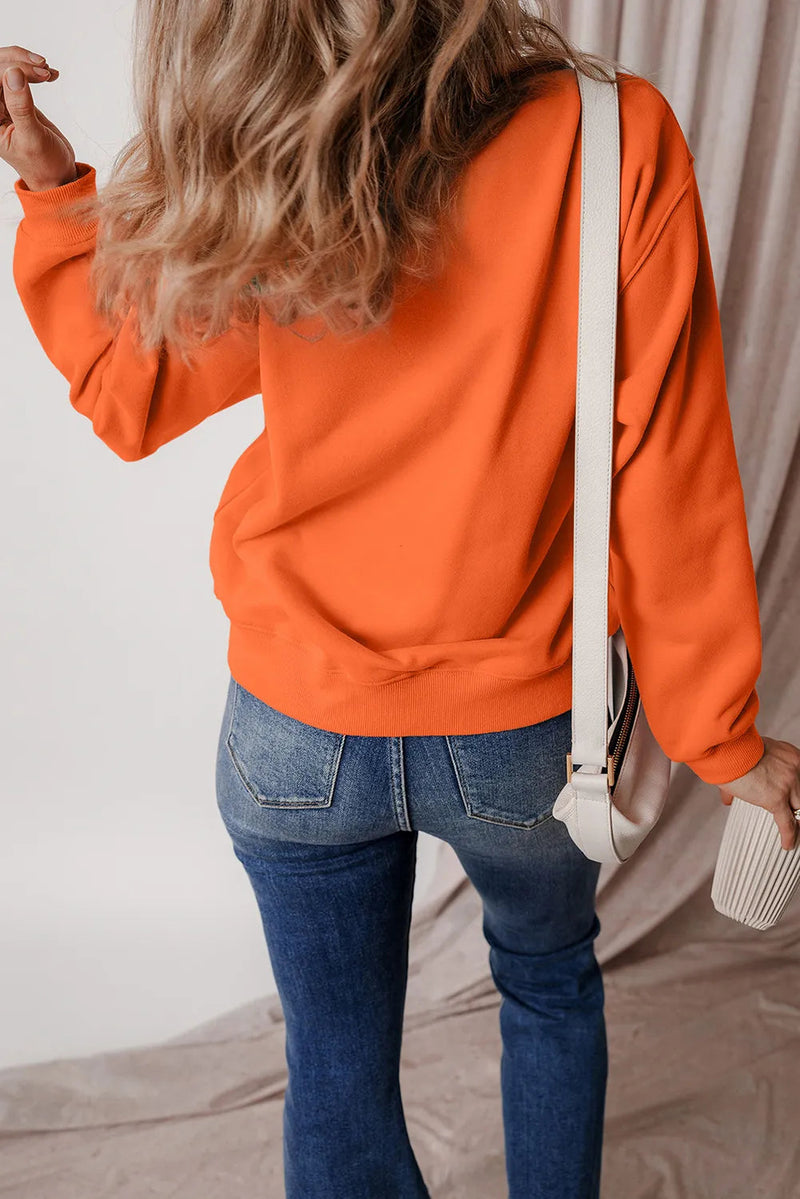 Letter Round Neck Long Sleeve Sweatshirt Trandify Deal