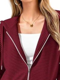 Women's Zip Up Hoodie - Oversized Cropped Style