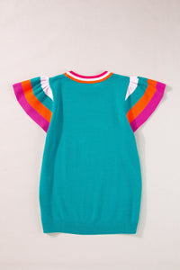 Color Block Round Neck Knit Top Trandify deal
