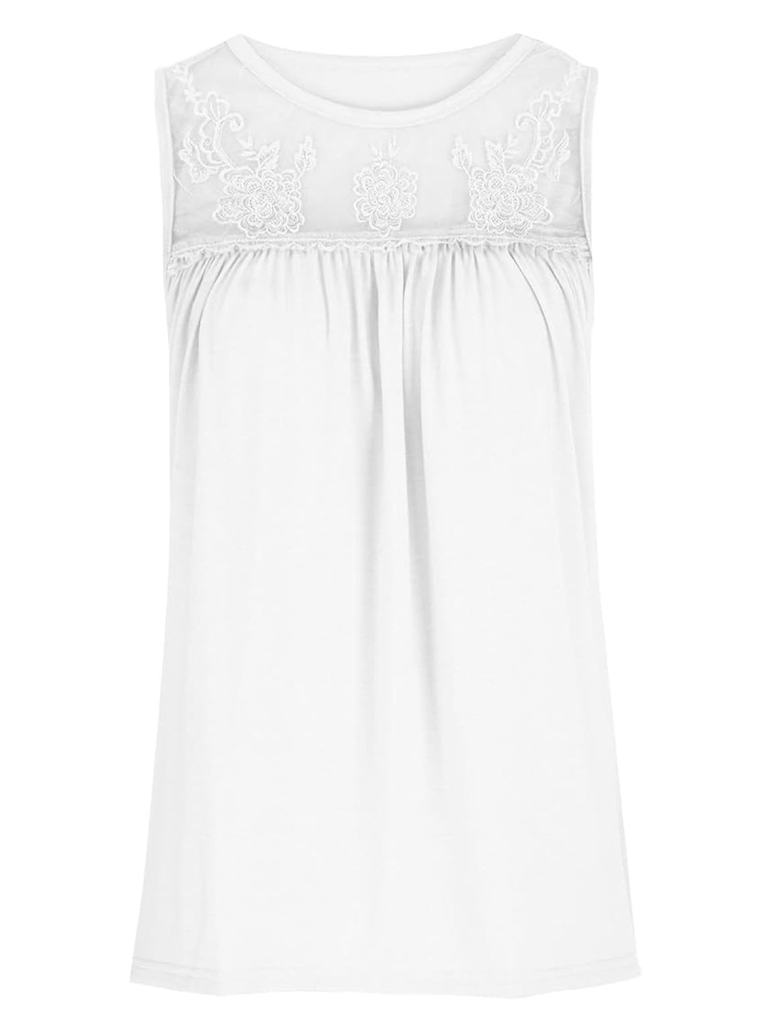 Lace Detail Round Neck Tank Trandify deal