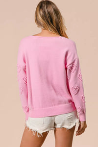 Valentines Heart Knit Top - Ribbed & Stretchable