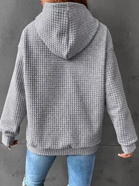 Women's Waffle Knit Hoodie - Drawstring & Pocket