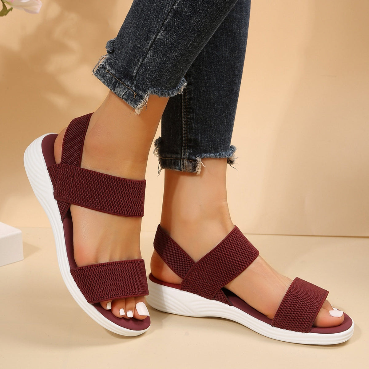 Rubber Open Toe Low Heel Sandals Trandify Deal