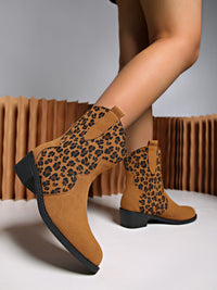 Leopard Suede Block Heel Boots Trandify Deal