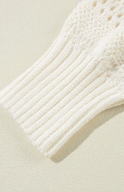 Women's lacy openwork knit hoodie with drawstring hood long sleeve sweater casual boho chic top for fall layering