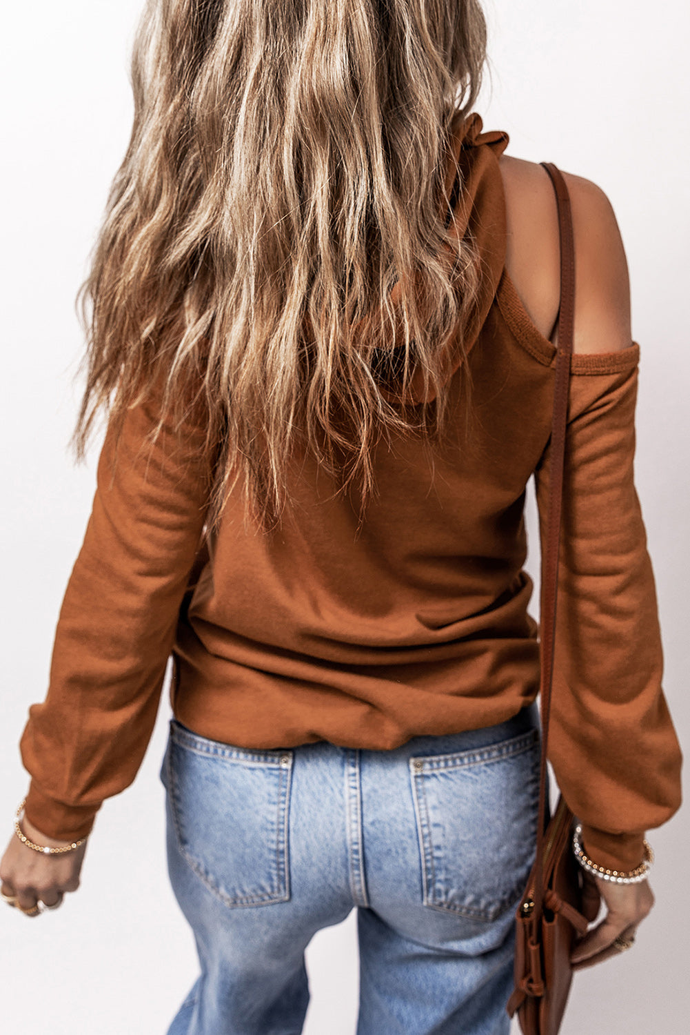 Cold Shoulder Long Sleeve Hoodie Trandify Deal