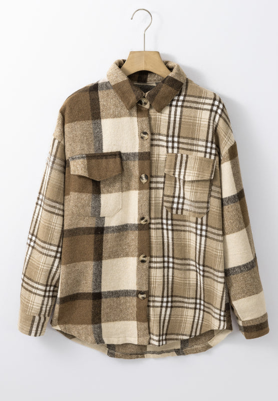 Plaid Button Up Flap Pocket Shacket Trandify Deal
