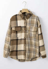 Plaid Button Up Flap Pocket Shacket Trandify Deal