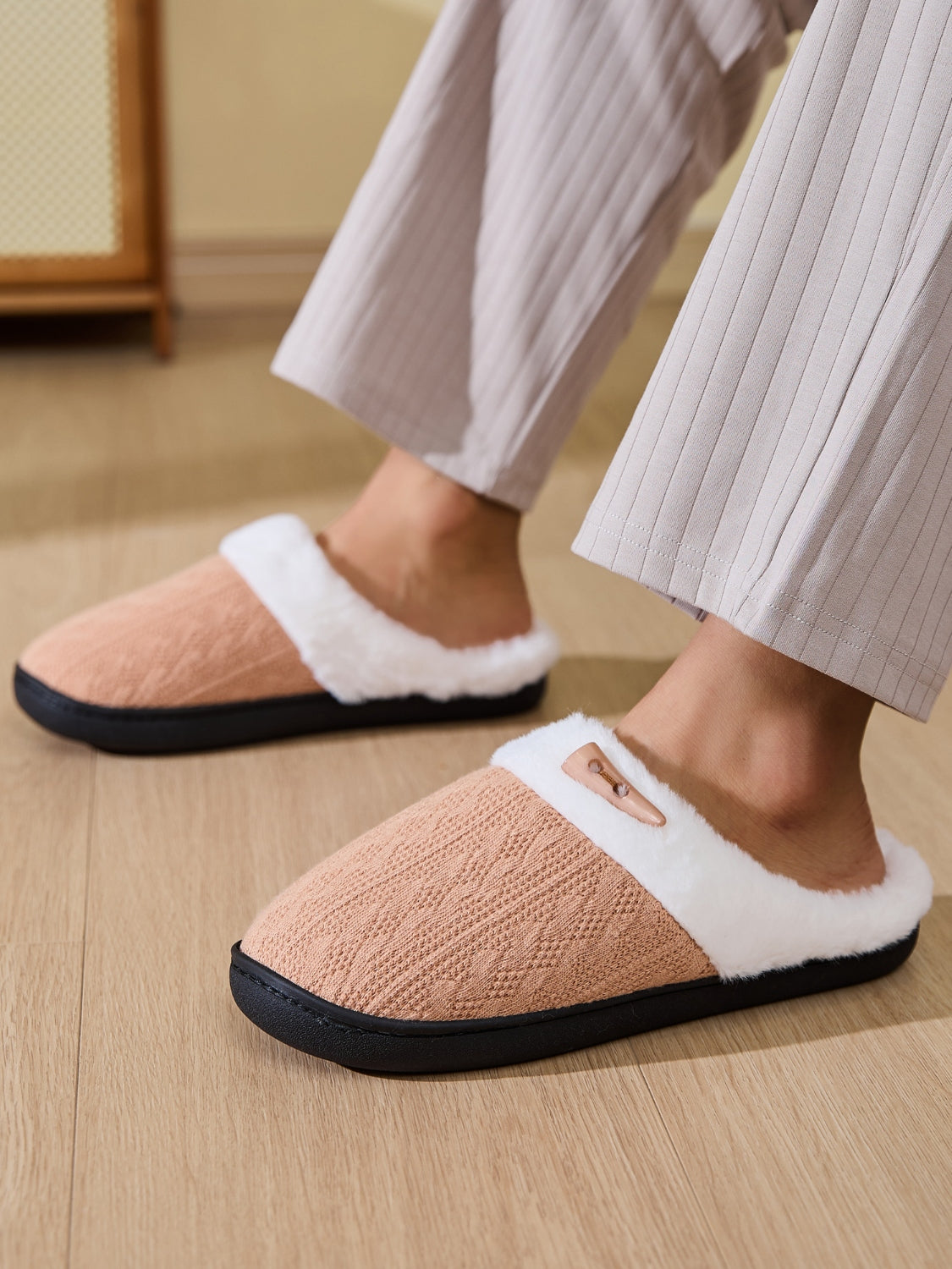 Horn Buckle Furry Texture Flat Slippers Trandify Deal
