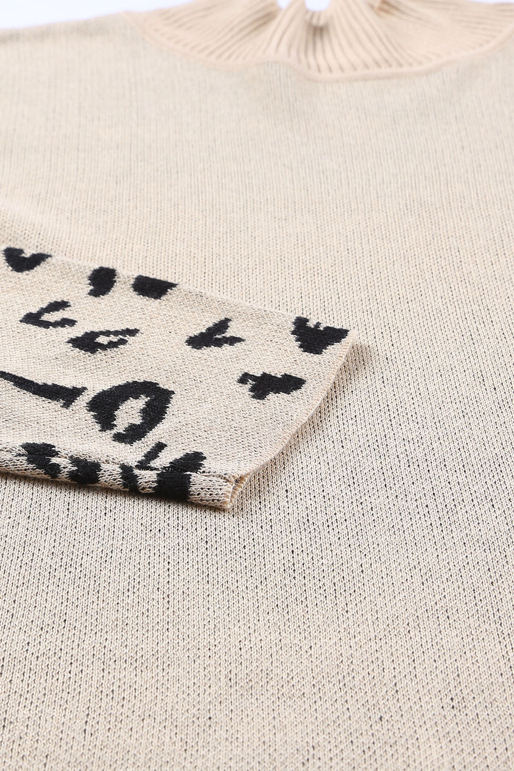 Slit Leopard Mock Neck Dropped Shoulder Sweater Trandify Deal