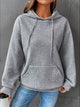 Women's Waffle Knit Hoodie - Drawstring & Pocket