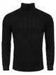 Men's Cable Knit Turtleneck Sweater worn by a model in Black