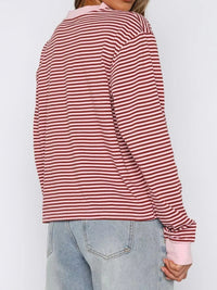 Women's Striped Oversized Sweatshirt - Soft Casual Crewneck