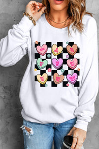 Valentine's Day Checkered Heart Long Sleeve Sweatshirt Trandify Deal