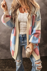 Color Block Open Front Long Sleeve Cardigan Trandify Deal