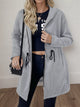 Women's lightweight zip up hoodie jacket in Gray with front pockets.