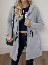 Women's lightweight zip up hoodie jacket in Gray with front pockets.
