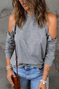 Cold Shoulder Long Sleeve Sweatshirt Trandify deal