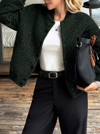 Women's Thick Buttoned Dropped Shoulder Jacket in oversized fit,