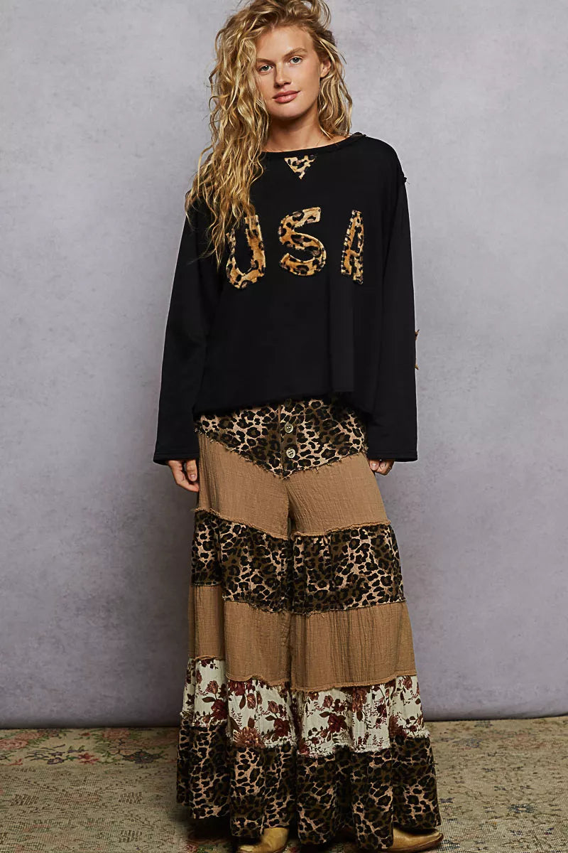 USA Patch Women's French Terry Sweatshirt - Raw Hem