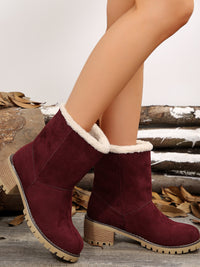 Thermal Fuzzy Block Heel Boots Trandify Deal